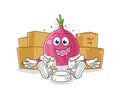 Red onion homeless character. cartoon mascot vector