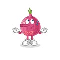 Red onion lie like Pinocchio character. cartoon mascot vector Royalty Free Stock Photo