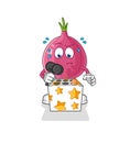 Red onion play whack a mole mascot. cartoon vector