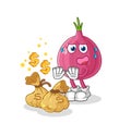 Red onion refuse money illustration. character vector