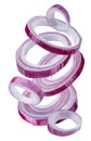 Red onion rings on white background. File contains clipping path Royalty Free Stock Photo