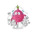Red onion running illustration. character vector
