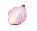 A red onion, sliced in half, isolated on white background with clipping path Royalty Free Stock Photo