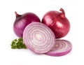 Red onion sliced isolated on white