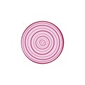 Red onion sliced into ring isolated on white