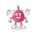 Red onion very angry mascot. cartoon vector