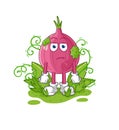 Red onion waiting too long mascot. cartoon vector