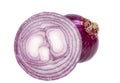 Red onion, whole and half isolated on white background, close up Royalty Free Stock Photo