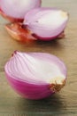 Red onion on wood