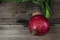 Red Onion Wood Surface Royalty Free Stock Photo