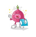 Red onion yawn character. cartoon mascot vector