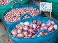 Red Onions in basket Royalty Free Stock Photo