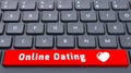 Red online dating button on keyboard concept Royalty Free Stock Photo