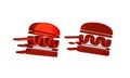 Red Online ordering and burger delivery icon isolated on transparent background.