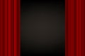 Red open curtains in theatre, cinema or ceremony - vector illustration