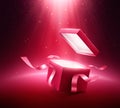 Red open gift box with ribbon Royalty Free Stock Photo