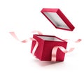 Red open gift box with ribbon Royalty Free Stock Photo