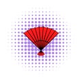 Red open hand fan icon, comics style Royalty Free Stock Photo