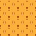 Red Open padlock and check mark icon isolated seamless pattern on brown background. Cyber security concept. Digital data Royalty Free Stock Photo