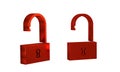 Red Open padlock icon isolated on transparent background. Opened lock sign. Cyber security concept. Digital data Royalty Free Stock Photo