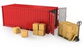 Red opened container and carton boxes Royalty Free Stock Photo