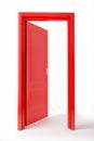 Red opened door on white background Royalty Free Stock Photo