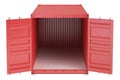 Red opened empty cargo container, 3D rendering