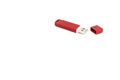 Red opened usb flash drive on white background Royalty Free Stock Photo