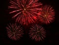 Red orange amazing fireworks isolated in dark background close up with the place for text, Malta fireworks festival, 4 of July, Royalty Free Stock Photo