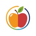 Red and Orange Apple Icon with a Colorful Circular Frame Design Royalty Free Stock Photo