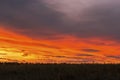 Red Orange Background Sunset Autumn Colors Stormy Sky Prairies Foothills Alberta Canada Royalty Free Stock Photo