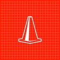 Red orange banner with road cone icon