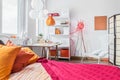 Red and orange bedroom Royalty Free Stock Photo