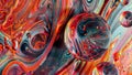 Red, Orange & Black Abstract: Swirling Patterns with Glossy Spheres, generative ai Royalty Free Stock Photo