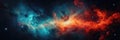Red Orange Blue Space , Panoramic Background. Generative AI Royalty Free Stock Photo