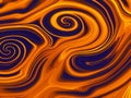 Red orange brown black stripes, waves, lines, curls and bumps. Abstract beautiful background. Soft voluminous wavy lines. Ripple