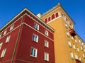 Red and orange buildings built in Sorela architectural style in Havirov Royalty Free Stock Photo