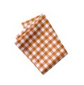 Red orange checkered cloth isolated on white. Gingham folded kitchen towel.Picnic napking design element Royalty Free Stock Photo