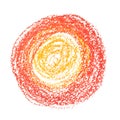 Red-orange circle by crayon strokes Royalty Free Stock Photo