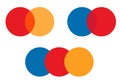 Red-orange circle logo template for credit master Card. Vector.
