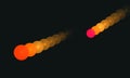 Red orange circles create comet tail and fade in deep dark space.