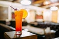 Red and orange cocktail in the bar Royalty Free Stock Photo