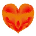 Red-orange color of a burning heart with a structure.