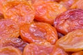 Red and orange dried apricots in close-up Royalty Free Stock Photo