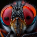 Red orange fantastic eye big fly closeup macro, facet vision Royalty Free Stock Photo