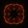 Red orange fire glowing neon mandala digital art