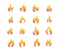 Red orange flaming fire clip art logo vector set