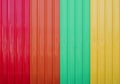 Red orange green yellow corrugated metal sheet as background Royalty Free Stock Photo