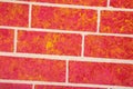 Red orange hand made brick wall background, Abstract pattern with lines and inequalities Royalty Free Stock Photo