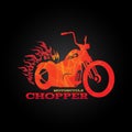 Red orange motorcycle chopper logo is line blend art style Royalty Free Stock Photo